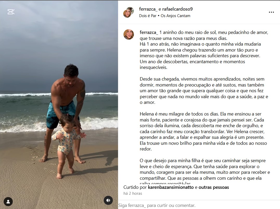 Rafael Cardoso com a filha caçula, Helena - Reprodução / Instagram