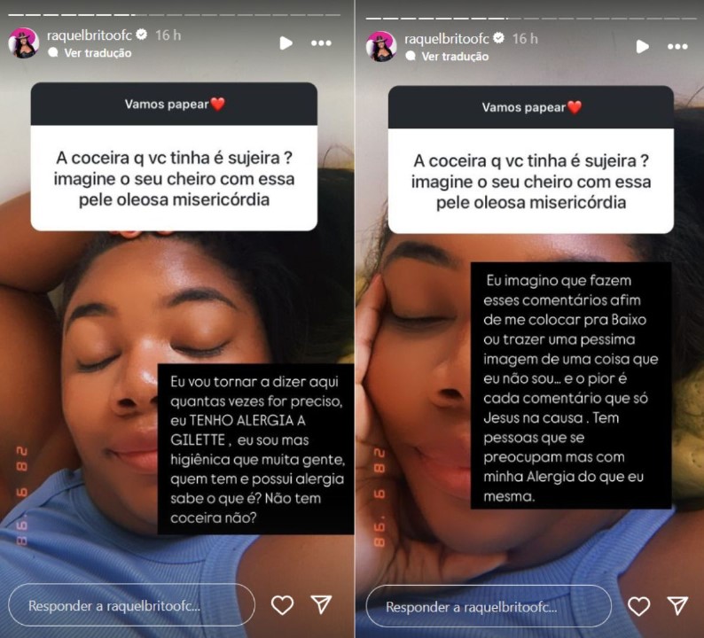 Raquel Brito rebate ataques - Reprodução / Instagram