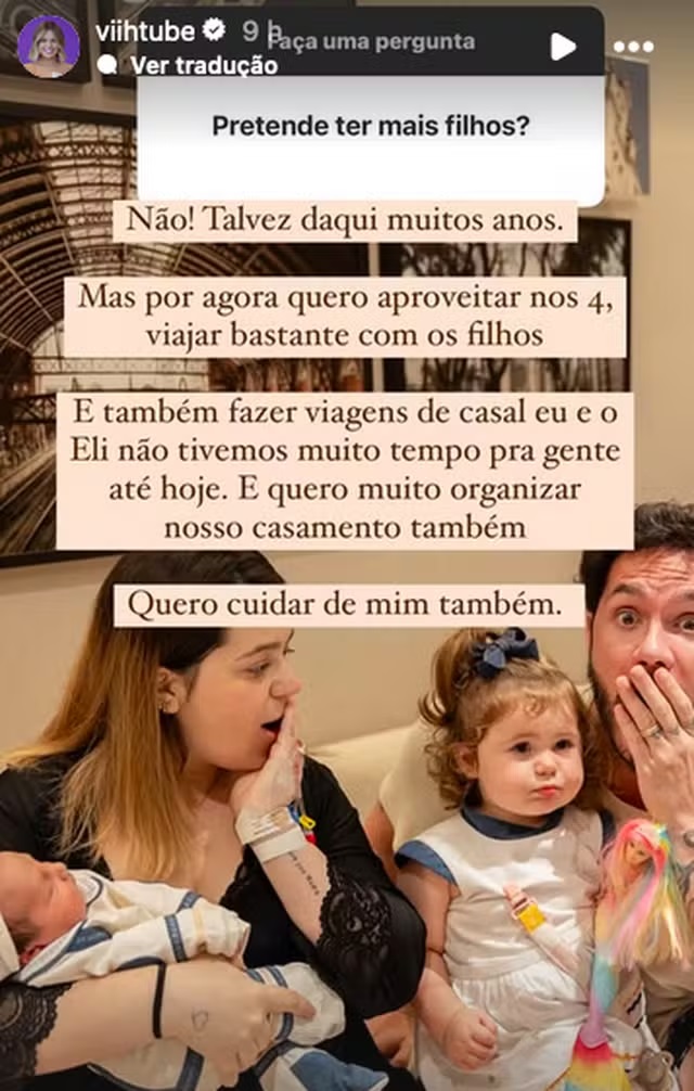 Viih Tube sobre planos em família (Reprodução/Instagram) 