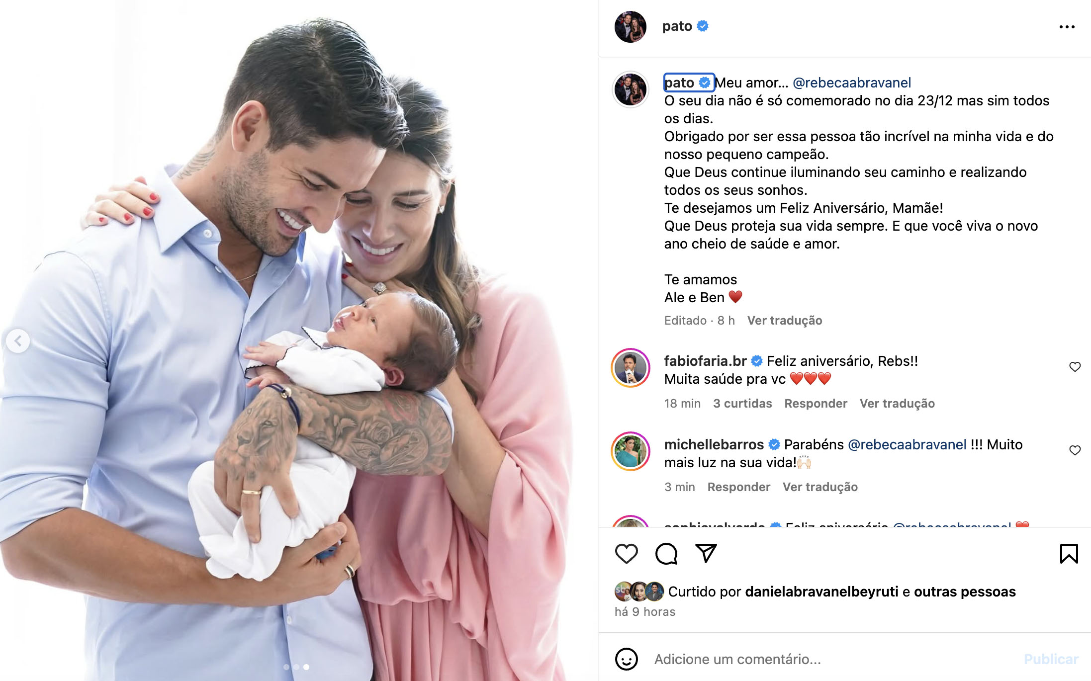 Alexandre Pato, Rebeca Abravanel e Benjamin - Foto: Reprodução / Instagram