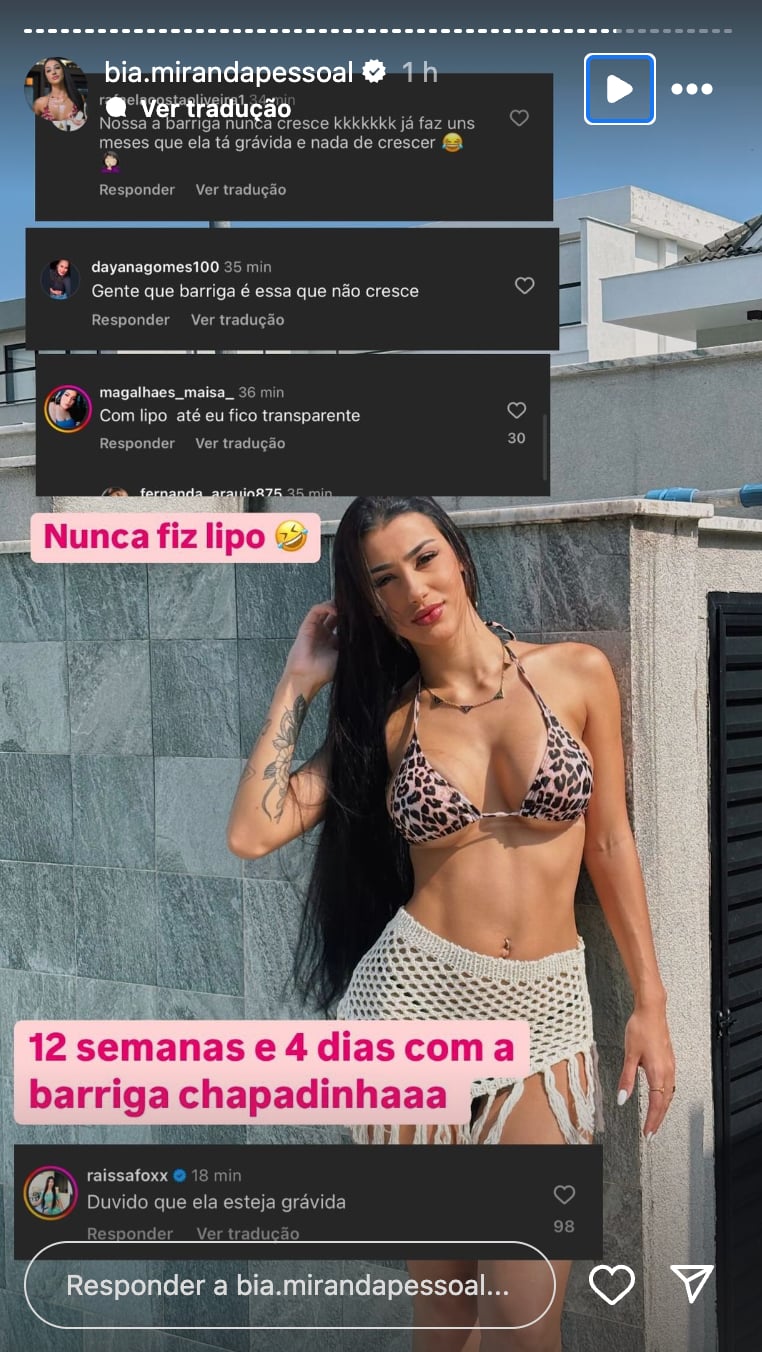 Bia Miranda responde comentários sobre gravidez