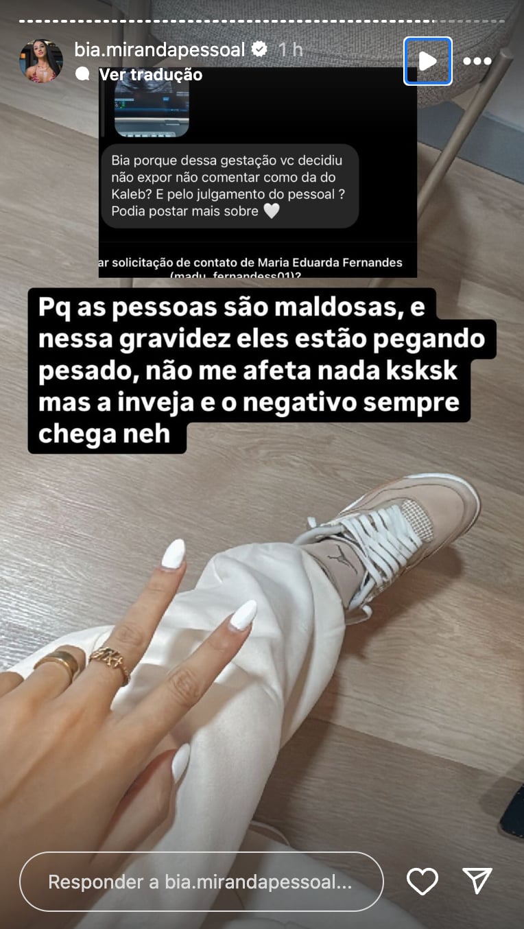 Bia Miranda responde comentários sobre gravidez