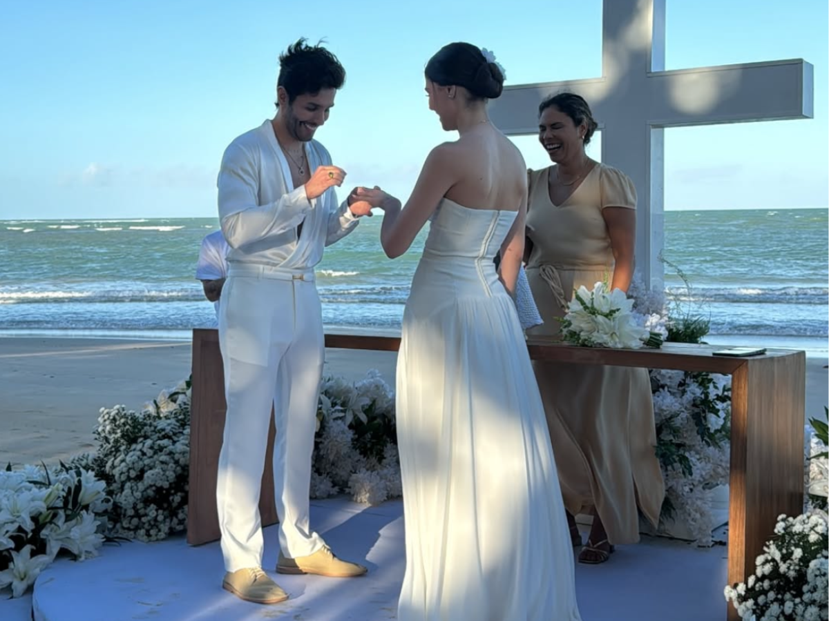 Guilherme, que faz dupla com Hugo, se casa com psicóloga Marcela Fortunato, na Bahia