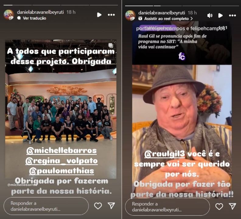 Daniela Beyruti agradece Raul Gil e elenco do Chega Mais - Reprodução/Instagram