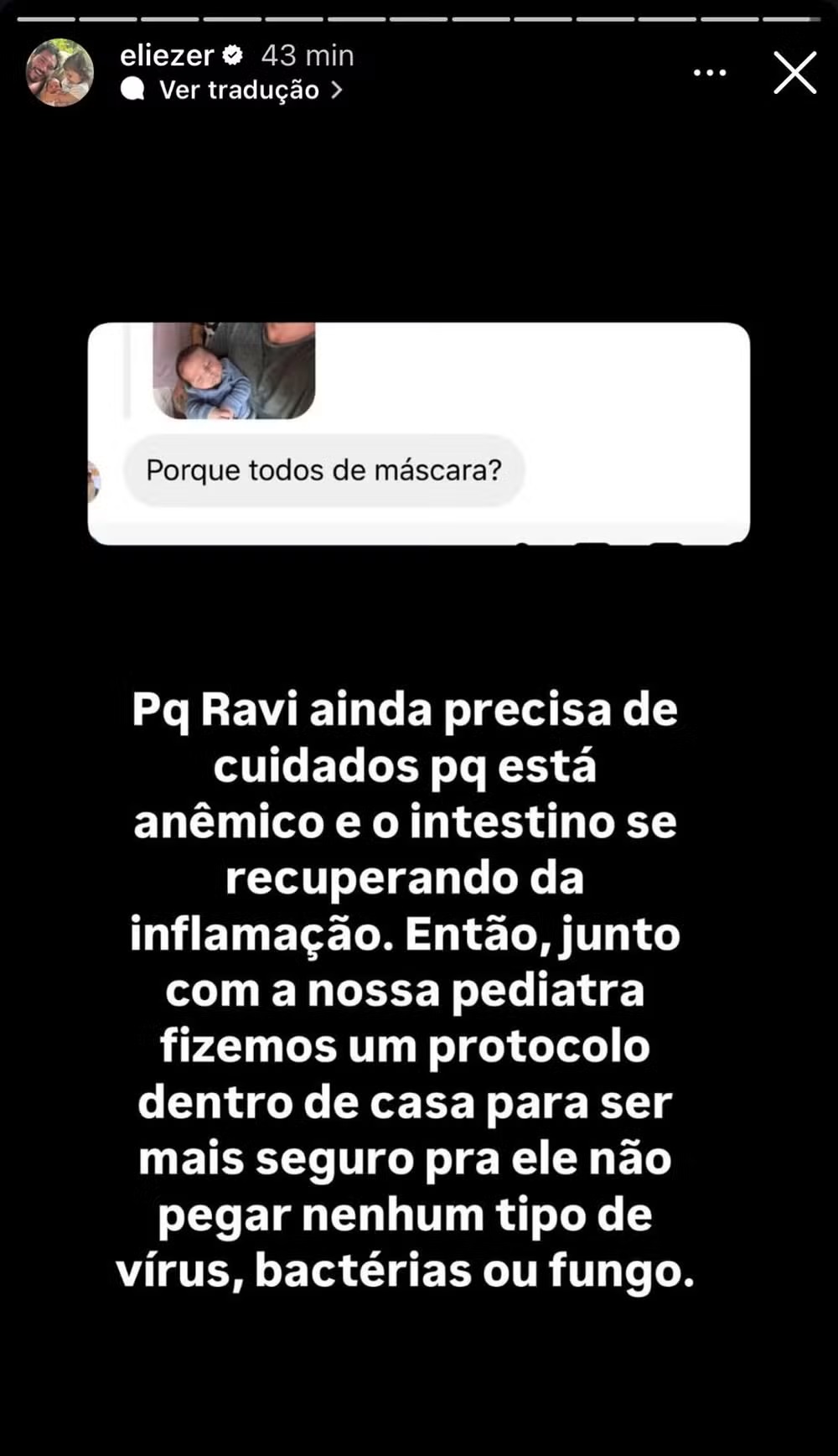 Storie de Eliezer (Reprodução/Instagram) 