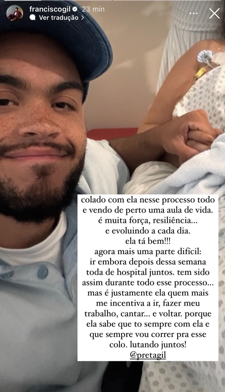 Francisco Gil e a mãe, Preta Gil, no Hospital Sírio-Libanês