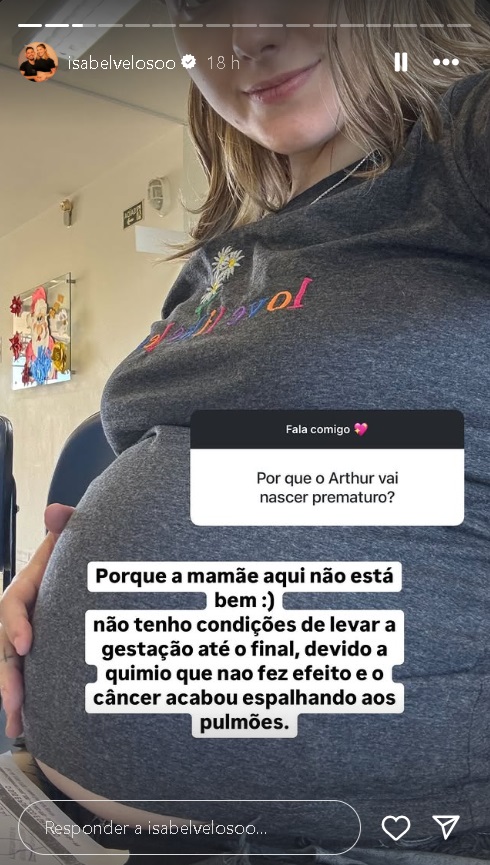 Storie de Isabel Veloso (Reprodução/Instagram) 