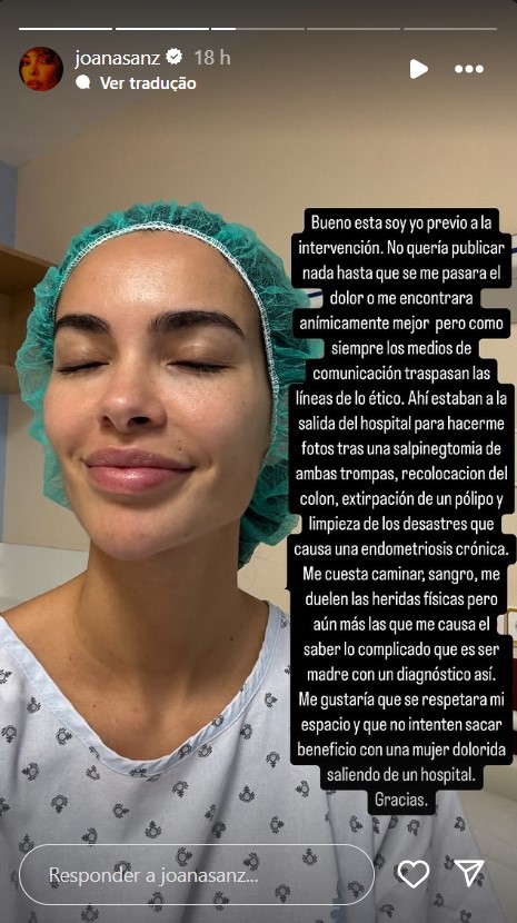 Joana Sanz conta que passou por cirurgia - Reprodução / Instagram