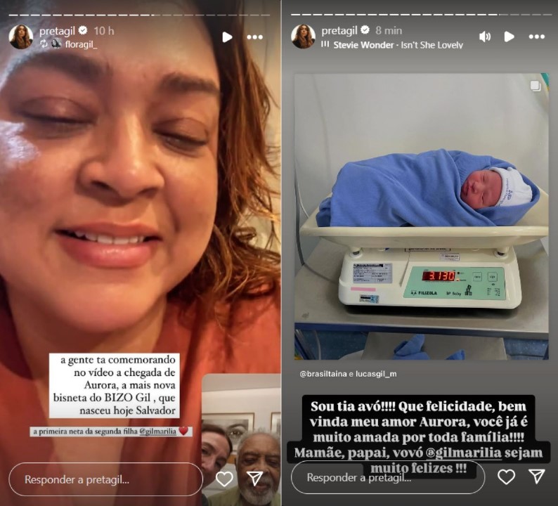 Preta Gil celebra nascimento de sobrinha-neta - Reprodução/Instagram