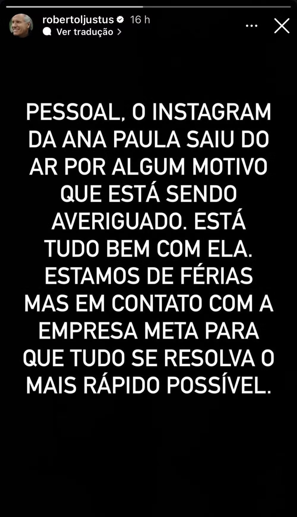 Storie de Roberto Justus (Reprodução/Instagram) 