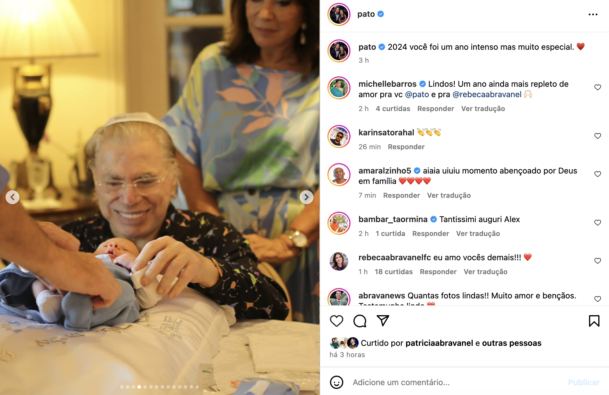 Silvio Santos surge em fotos com Benjamin