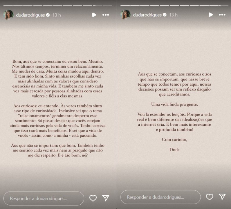 Duda Rodrigues confirma fim de união com Tiago Iorc - Reprodução/Instagram