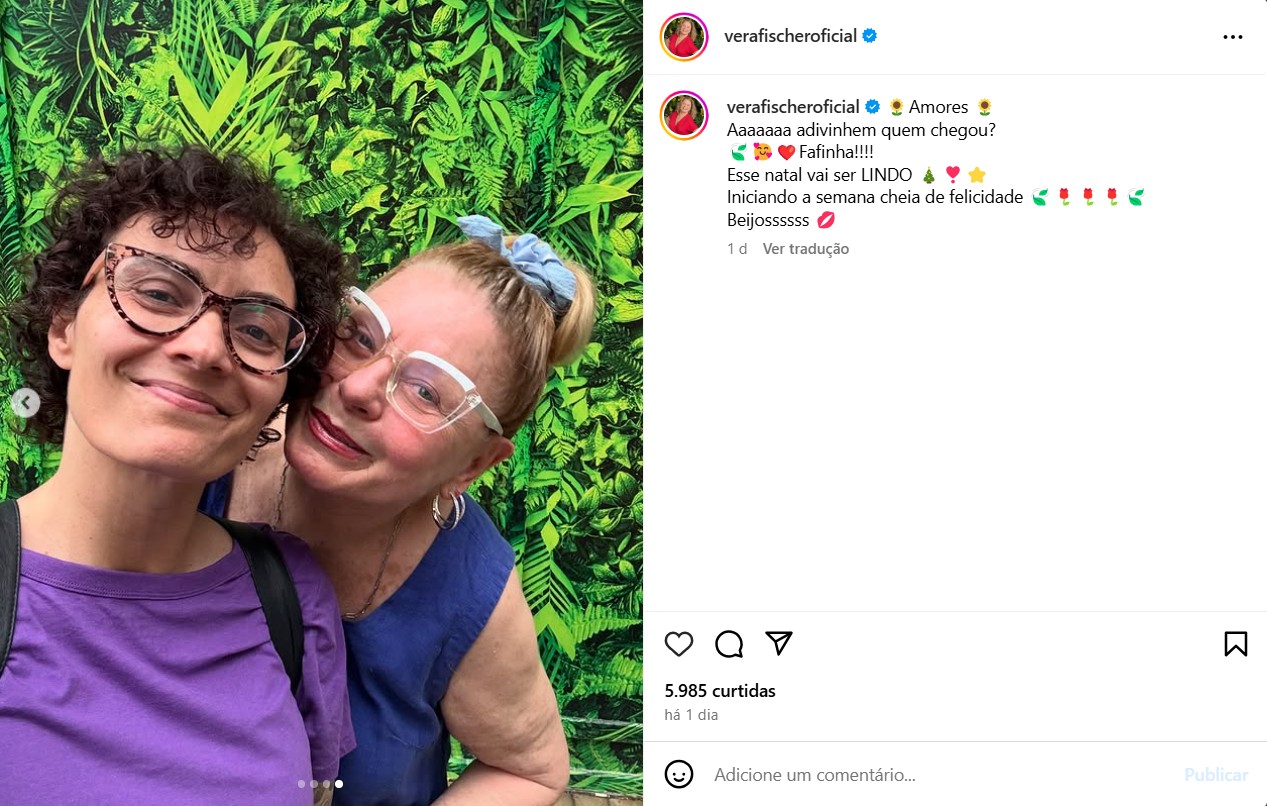 Vera Fischer com a filha, Rafaela - Reprodução / Instagram