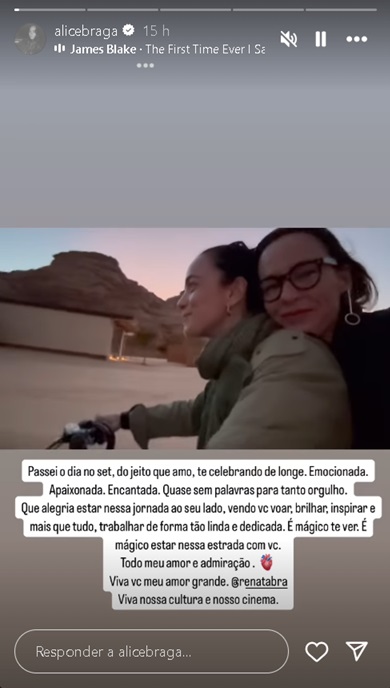 Storie de Alice Braga (Reprodução/Instagram) 