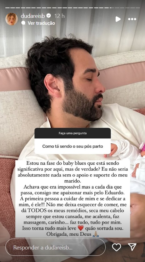 Duda Reis fala sobre pós-parto - Reprodução/Instagram