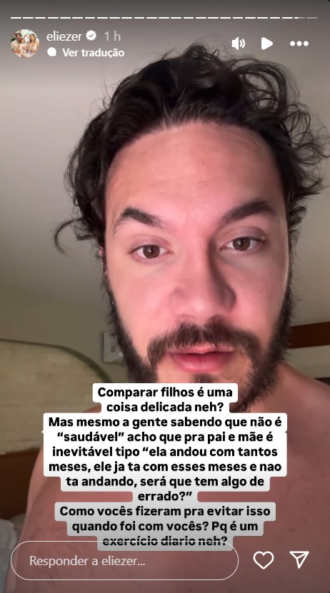 Eliezer fala sobre comparações entre os filhos - Reprodução/Instagram