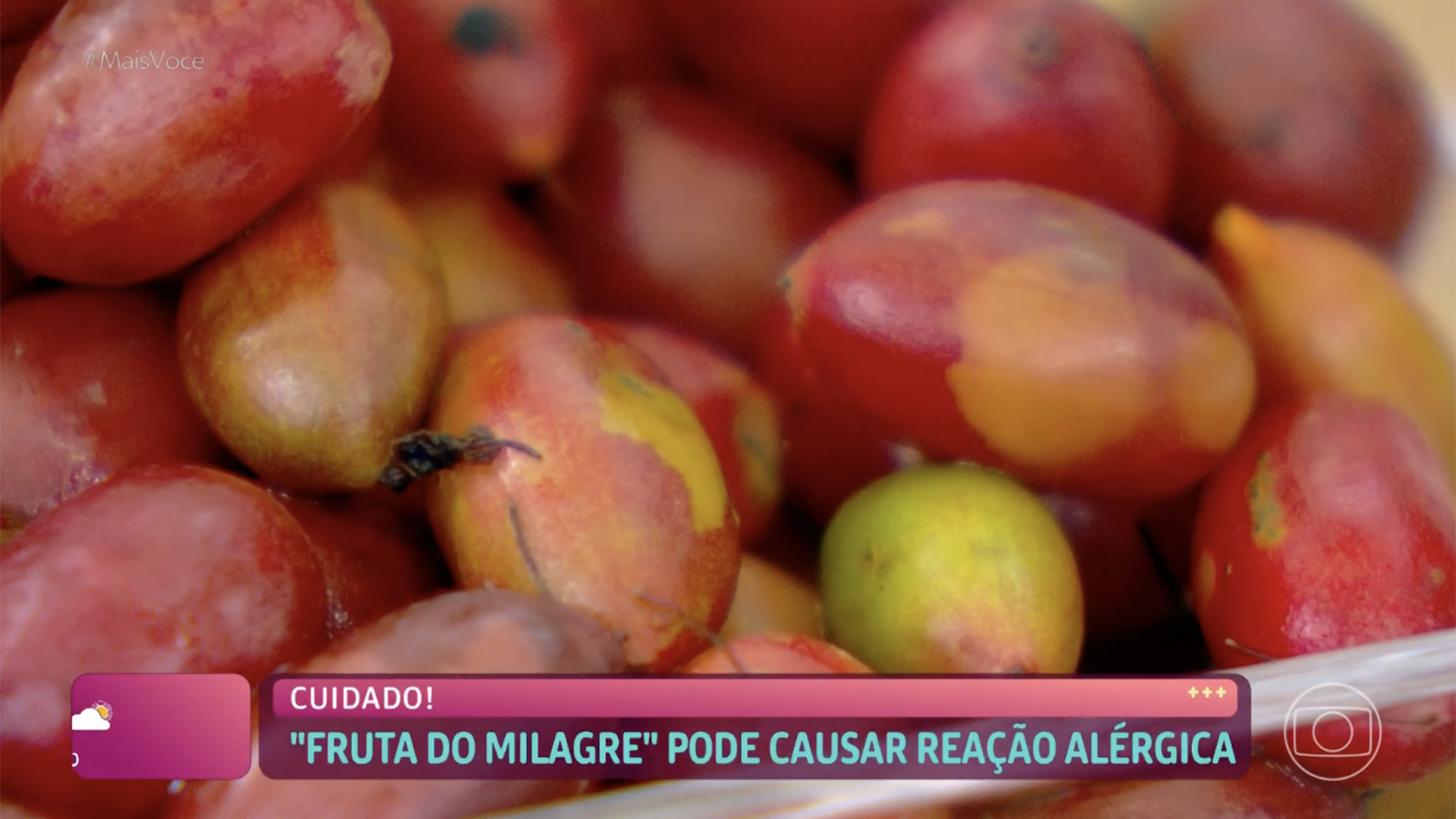 Fruta do milagre causou reação alérgica em funcionária do Mais Você - Foto: Reprodução / Globo