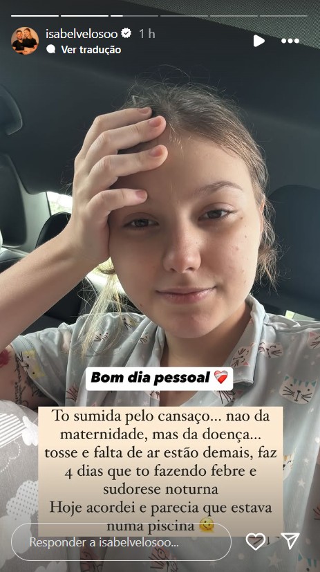 Isabel Veloso atualiza quadro de saúde - Reprodução/Instagram