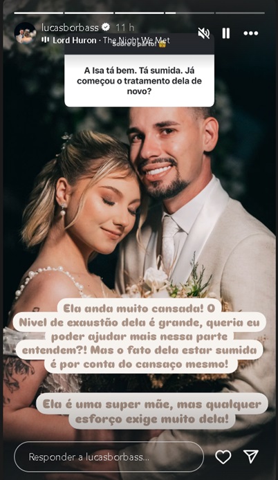 Lucas Borbas fala sobre Isabel Veloso (Reprodução/Instagram)