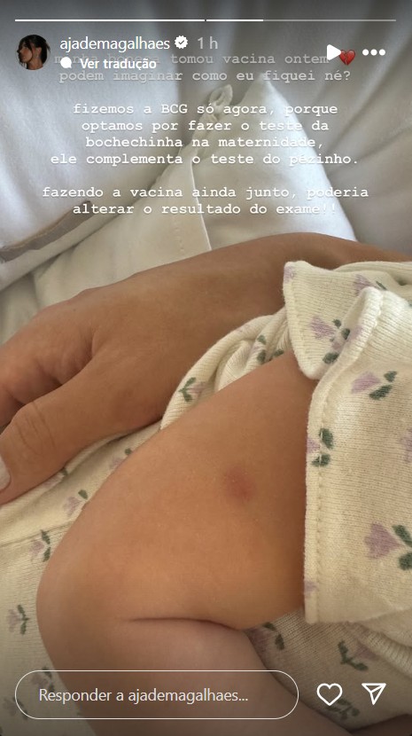 Jade Magalhães fala sobre vacina da filha - Reprodução/Instagram