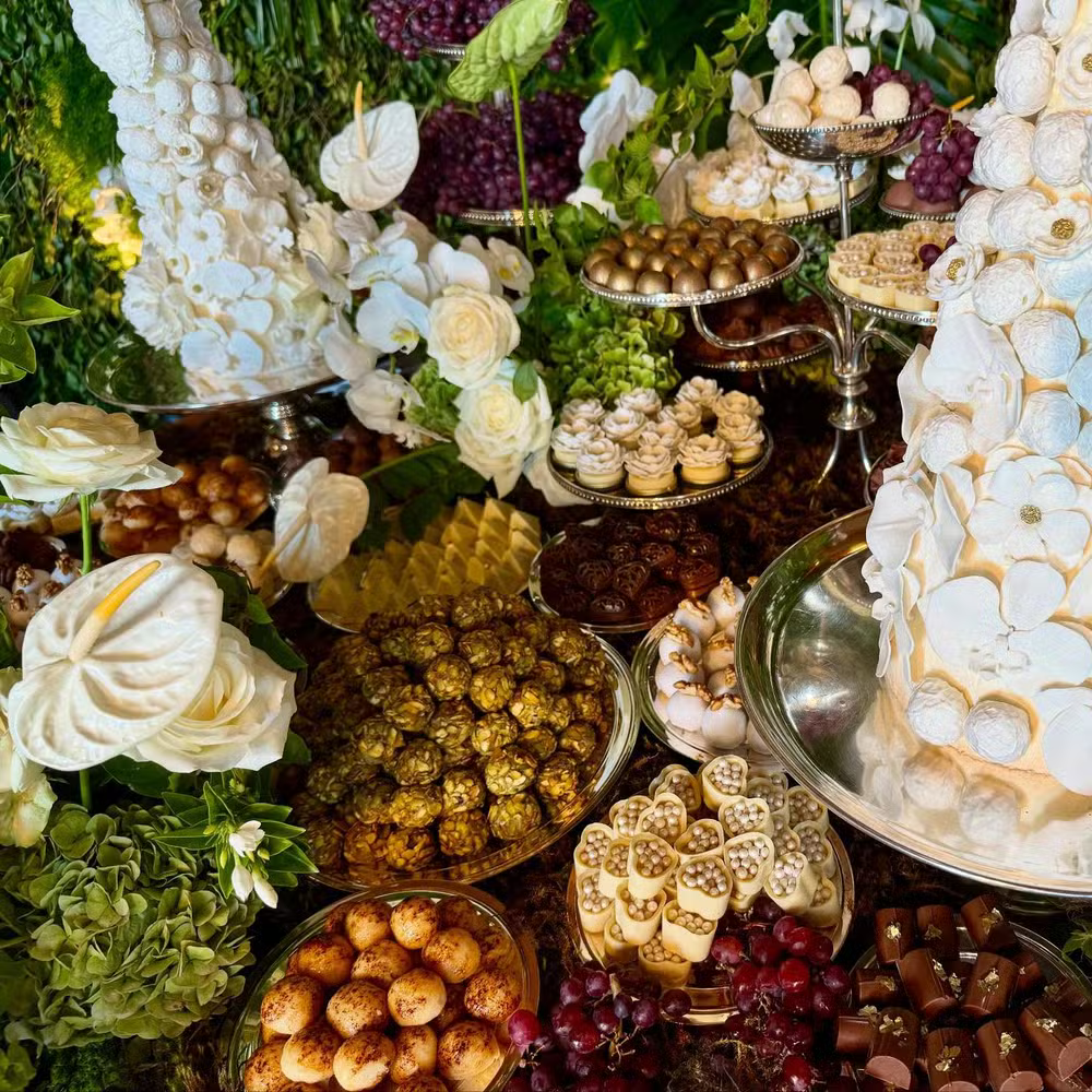 Maya Massafera mostra mesa de doces do casamento de Sabrina Sato e Nicolas Prattes