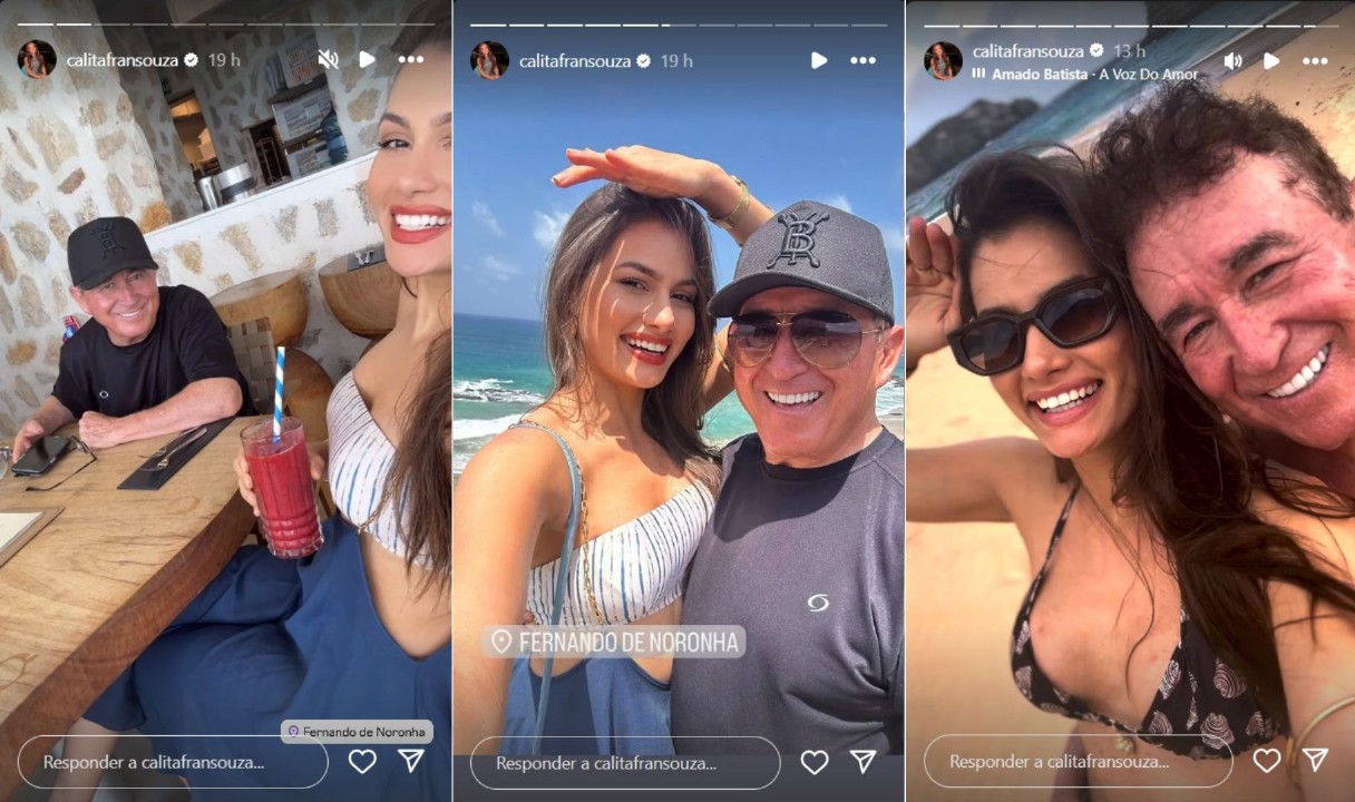 Amado Batista e a namorada, Calita Franciele - Reprodução / Instagram