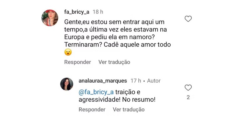 Comentário de Ana Laura Marques - Foto: Reprodução 