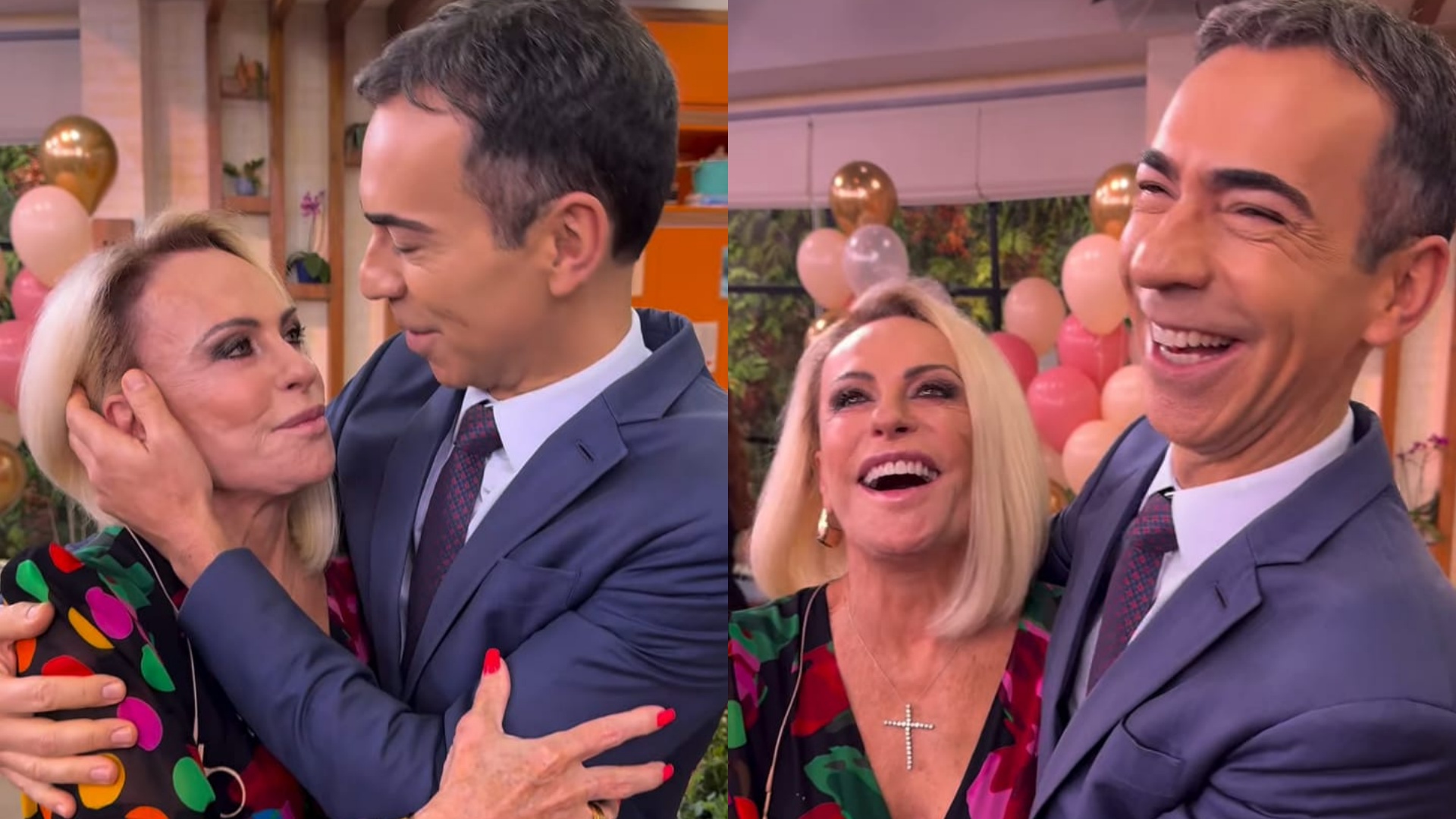César Tralli 'invade' aniversário de Ana Maria Braga: 'Festa na firma'