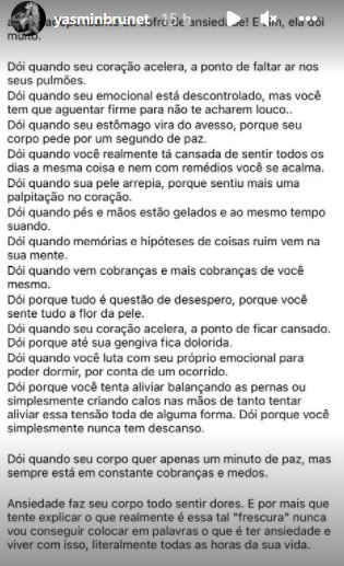 Yasmin Brunet faz post sobre amor e cuidado