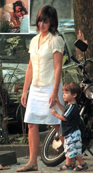 WAGNER MOURA COM A MULHER, SANDRA, E O FILHO, BEM