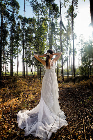 Vestido de renda francesa, georgete de seda e organza, Sheila Kracochansky