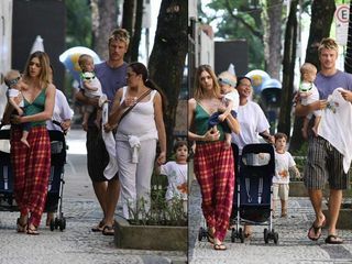 Rodrigo Hilbert, sua mulher, Fernanda Lima, e os gêmeos João e Francisco