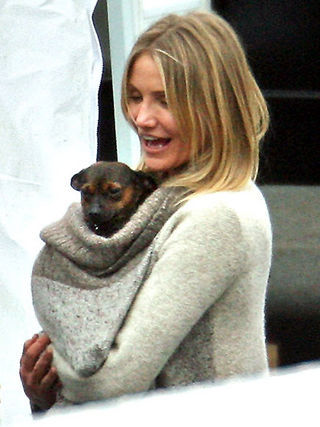 Cameron Diaz com seu cachorro