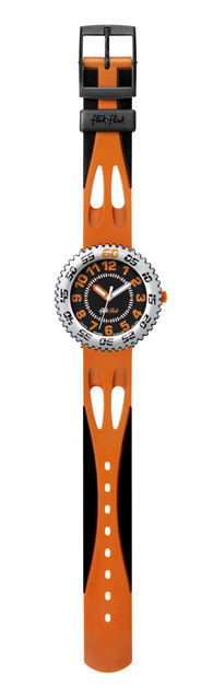 Relógio da linha Flik de plástico e tecido, Swatch, (11)3016-4572, www.swatch.com