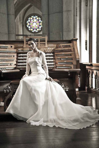 Vestido de algodão de seda pura e organza de seda pura e bolero de renda francesa da região de Lion ROSA CLARÁ...