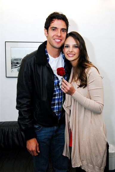 Kaká e Carol Celico no camarim de Tom Cavalcante