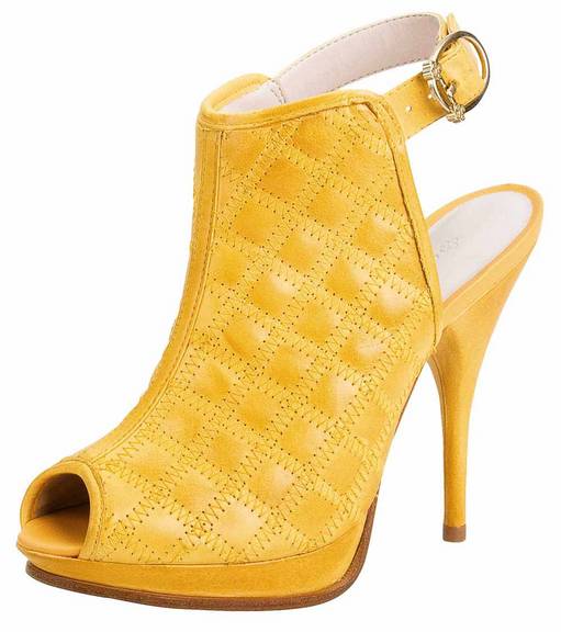 Color blocking: Peep toe amarelo de couro sem calcanhar CAPODARTE 11 3086-3779 [capodarte.com.br]