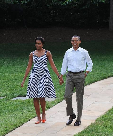 Barack e Michelle Obama em piquenique na Casa Branca