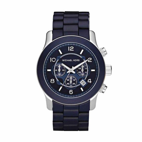 MONET: Relógio com caixa de aço inox e pulseira de aço emborrachada MICHAEL KORS 0800 770-1212 [grupodumont.com.br]