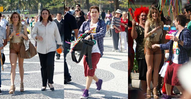 Deborah Secco, Ricardo Tozzi e outros atores gravam cenas de Insensato Coração na Parada Gay do Leme, no Rio