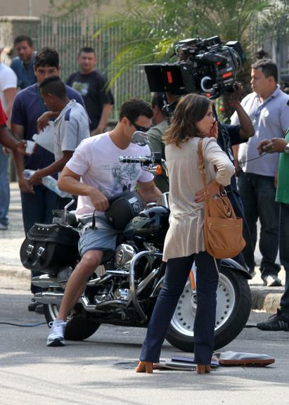 Tania Khalill e Carlos Casagrande gravando cenas de Fina Estampa