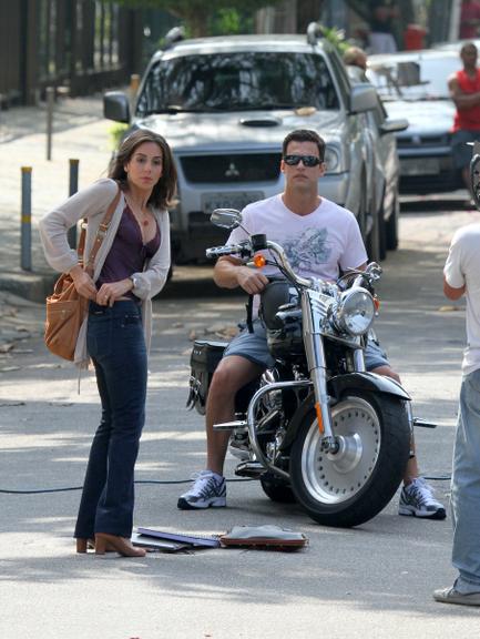 Tania Khalill e Carlos Casagrande gravando cenas de Fina Estampa