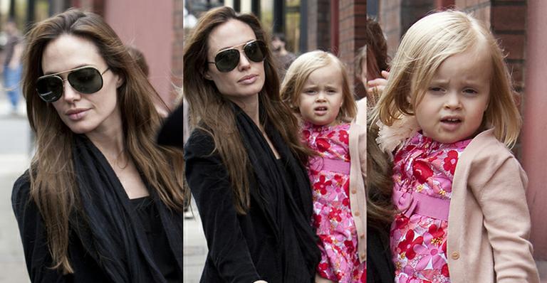 Angelina Jolie passeia com Vivienne e Knonx