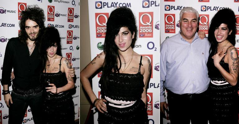 Amy Winehouse com Russell Brand e seu pai, Mitch