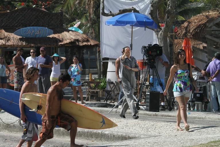 Lília Cabral e Carlos Casagrande durante gravação de 'Fina Estampa'