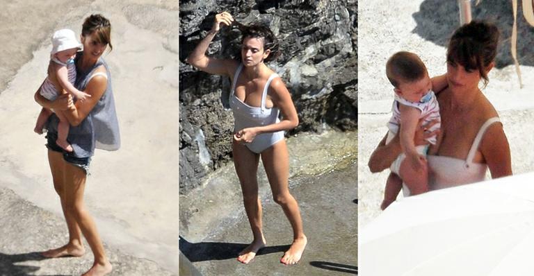 Penélope Cruz e Javier Bardem levam Leo à praia