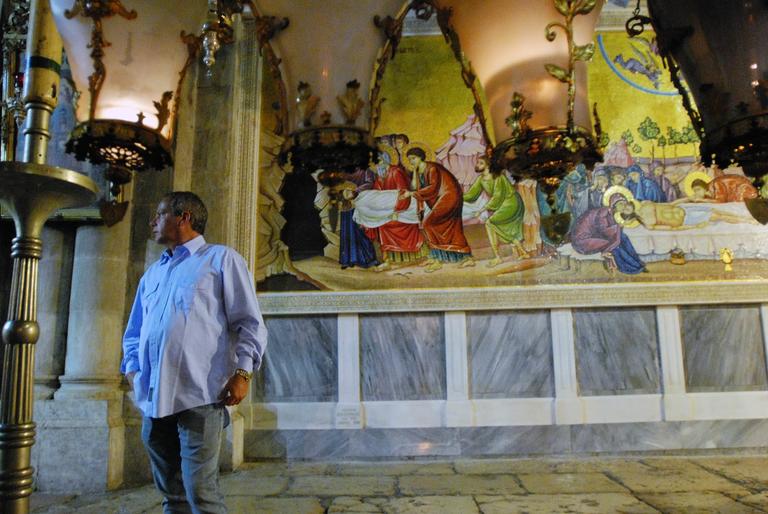 Jayme Monjardim no Santo Sepulcro, em Jerusalém