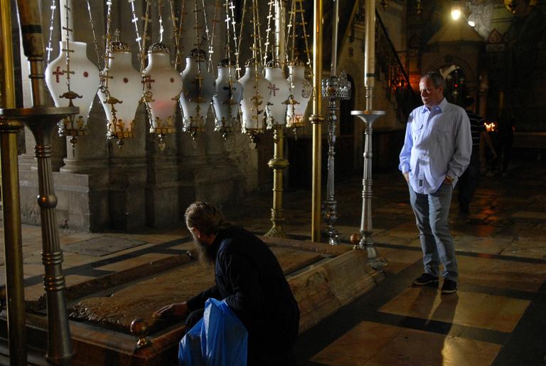 Jayme Monjardim no Santo Sepulcro, em Jerusalém