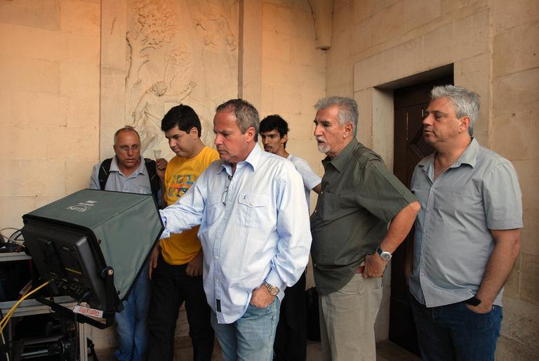 Equipe da TV Globo, comandada por Jayme Monjardim, em Jerusalém