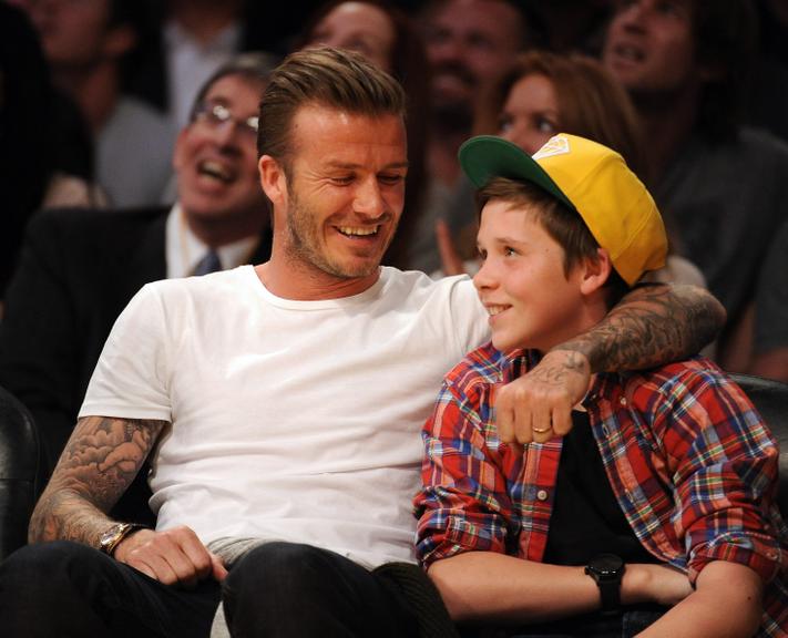 David Beckham curte partida do Los Angeles Lakers com Brooklyn